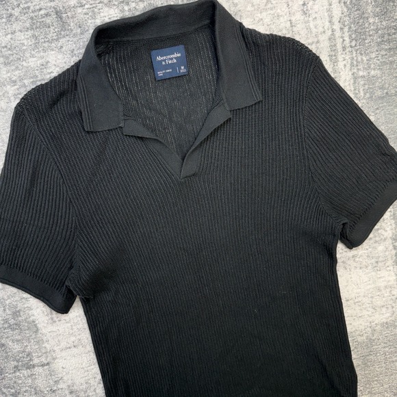 Abercrombie & Fitch Other - Abercrombie & Fitch Polo Men Medium Black Johnny Collar Stitch Knit Resort Party